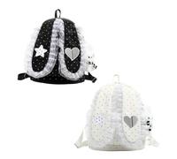 Lunaobrik Kawaii Backpack Dot Lace - Aesthetic Adjustable Strap Bookbag | Cartoon School Backpacks For Kindergarten Preschool Back-to-school Travel Students Teens Daily Home Camping Vacation