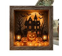 Lunaobrik Lighted Halloween Memory Box, Lighted Rustic Glowing Gothic