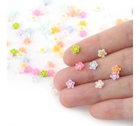 LunarCharm 100 Pezzi Fiori Miniatura in Resina Decorativa, Mini Fiori Decorati, Accessori Decorativi 3D per casa delle Bambole e Arte delle Unghie DIY (Fiori A)