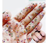 LunarCharm 2000 pezzi di strass colorati per nail art con pinzette multiforme, cristalli, retro piatto, pietre preziose per unghie, mini cuore 3D, stella, diamanti