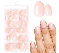LunarCharm 240 Pezzi Unghie Press-on Nude Chiaro (Corte) con Adesivi - Unghie Artificiosi Ovali da Applicare per Donne e Ragazze, Unghie Acriliche Falsi Press on Nails
