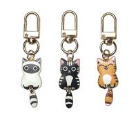 LunarCharm 3 portachiavi carini a forma di gatto, regalo per gli amanti dei gatti per donne e uomini, regali a tema gatto, mini portachiavi, stile 1, L