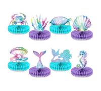 LunarCharm 8 pezzi sirena accessori per feste a forma di sirena compleanno a nido d'ape per feste sotto il mare, oceano a tema sirena, tavolo a nido d'ape per baby shower