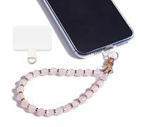LunarCharm Bracciale per telefono con pietra naturale rosa, cinturino per telefono rimovibile con linguetta di fissaggio, cinturino per telefono cellulare a mani libere, Colore: rosa., L