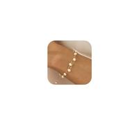 LunarCharm Bracciali di perle dorate da donna con confezione regalo, braccialetti placcati in oro 14 carati, perline delicate, collana di perline, braccialetto a forma di cuore, gold, L