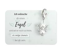 LunarCharm Ciondolo a forma di angelo portafortuna, con sacchetto di organza, regalo di addio, per colleghi, Natale, battesimo, matrimonio, bomboniere, bianco, L