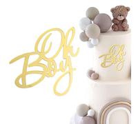 LunarCharm Oh Baby Cake Topper Oro Acrilico, Oh Baby Cake Topper Decorazione per la Torta della Festa del Bebè Decorazione per la Doccia del Bebè