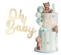 LunarCharm Oh Baby Cake Topper Oro Acrilico, Oh Baby Decorazione Torta Festa Bebè Torta Baby Shower, Accessori per Torta di Pannolini, Torta di Pannolini per Gender Reveal