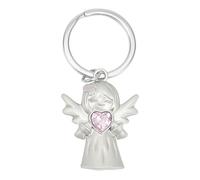 LunarCharm Portachiavi con angelo custode, portafortuna, angelo con cuori, portafortuna per bambini, per esami o auto, adatto come regalo per colleghi, Colore: rosa., L