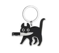 LunarCharm Portachiavi Con Gatto Nero, Regalo per Amanti dei Gatti, Decorazione alla Moda per Donne e Uomini, Regali di Natale per Adolescenti, Nero, L