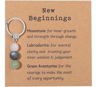 LunarCharm portachiavi in materiale naturale con carta regalo cristalli pietra naturale portachiavi come regalo per alleviare l'ansia come regalo per uomini e donne