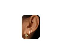 LunarCharm Set di 4 orecchini a cerchio dorati da donna, placcati in oro 14 K, con confezione regalo, piccoli orecchini Huggie, per donne multiple, gold, L