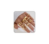 LunarCharm Set di anelli dorati da donna, cupola spessa, anelli aperti impilabili, oreficeria appariscente, gioielli minimalisti