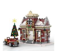 Lunaro Santa's Garage - Mattoncini da costruzione, scena di strada invernale, asta calda per le vacanze e modello natalizio dettagliato per costruttori avanzati, esposizione festiva e regalo unico