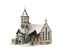 Lunaro Set di blocchi modulari per chiesa di campagna invernale, modello chiesa della Natività del villaggio inglese, esposizione invernale da collezione, regalo tradizionale di Natale in famiglia per