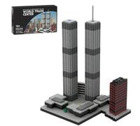 Lunaro Set di mattoncini modello Twin Towers, modello architettonico 1:2000 con scena stradale, modulare casa edificio vista stradale, architettura per collezionisti, fan e come regali, MOC-177998