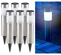 Lunartec Lampada Giardino Solare: Set da 6 Elegante Lampade da Giardino solari a LED, Acciaio Inossidabile, 28 cm (lampade solari con picchetto, a LED con picchetto, Sentiero)