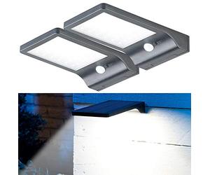 Lunartec Lampada Solare a LED: Set di 2 Lampade da Parete LED solari, Sensore di Movimento PIR, Funzione Luce Notturna (Luce Notturna Solare Esterna, lampade solari a da Parete, Batteria)