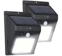 Lunartec Lampada Solare da Esterno: Set da 2 Lampade a Muro LED solari, Sensore di Movimento PIR, 100 Lumen (Lampada Solare con sensore di Movimento, faretto con, all'aperto)
