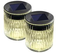 Lunartec Lampada Solare: Set da 2 Solar-LED-Lanterne, Vetro temperato, cella Solare Integrata (Lanterne solari in Vetro, solari da Esterno, Palla)