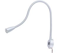 Lunartec Lighting - Lampada lettura letto: Lampada da letto e da lettura a LED, Collo d'oca, Porta USB (con USB Connessione, con connessione, Smartphone stazione di ricarica)