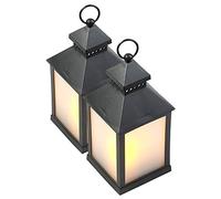 Lunartec Luce LED tremolante: Lanterna a LED, Nera, Gioco di Fiamme Realistico, Timer (Lanterna Luce tremolante, con Funzione Timer, Fiamma)