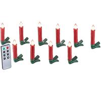 Lunartec Luci natalizie - Candele dell'albero di Natale: Set di 10 candele LED con telecomando IR, rosso