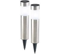 Lunartec Luci solari: Set di 2 eleganti segnapasso a LED solari in acciaio inossidabile, con sensore di luce (Solare GUIDATO lampada, giardino Luce solare, Lampada da giardino Lampada da pavimento)