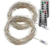 Lunartec Set 2 Catene Luminose USB LED, 100 LED, 8 Modalità, 10 m, Bianco Freddo