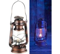 Lunartec Torce da Giardino - Lanterna di uragano: Torcia a LED con Design a Lampada a Olio, Imitazione della Fiamma, Color Bronzo (Sfarfallio GUIDATO, GUIDATO Lampade Storm, Lanterne tremolante)