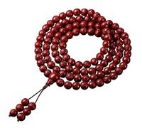 Lunarthos Natural Vermillion 108 - Collana buddista con perline per preghiera per meditazione, misure 6 mm/8 mm/10 mm, unisex