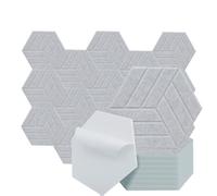 Lunarthos Piastrelle esagonali in feltro, confezione da 12 piastrelle in sughero da 30 x 26 cm, con retro autoadattivo, insonorizzate, per parete di casa e ufficio (grigio argento)