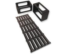 LUNAWAY CAST IRON - Griglia BBQ Modulare in Ghisa 48x17cm + Coppia supporti BBQ Blocks | Cottura uniforme e professionale | Reversibile | Doppia smaltatura black | Compatibile con vari barbecue
