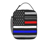 Lunch Bag American Flag Thin Blue White Red Line Borsas Isotermica Riutilizzabile Organizer Termico Pranzos Porta Pranzo Per Spiaggia Viaggi Scuola