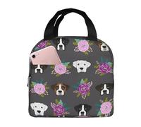 Lunch Bag Boxer Dogs Florals Borsa Frigo Portatile Porta Pranzo Riutilizzabile Organizer Termico Per Campeggio Picnic Scuola