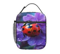 Lunch Bag Ladybug On Purple Flower Borsa Termica Portatile Borsa Frigo Riutilizzabile Borsas Isotermica Per Picnic Spiaggia Scuola