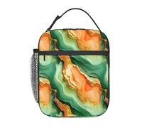 Lunch Bag Oranges Green Gold Ink Marble Borsas Isotermica Riutilizzabile Organizer Termico Isolierte Borsa Termica Per Donna Uomo Spiaggia Campeggio