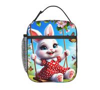 Lunch Bag Rabbit On A Swing Borsa Termica Prova Di Perdite Porta Pranzo Riutilizzabile Organizer Termico Per Campeggio Viaggi Scuola