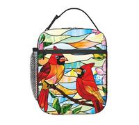 Lunch Bag Spring Cardinal Bird Stained Glass Florals Organizer Termico Pranzos Borsas Isotermica Prova Di Perdite Borsa Termica Per Viaggi Scuola Spiaggia