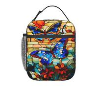 Lunch Bag Stained Glass Butterfly Florals Organizer Termico Prova Di Perdite Borsas Isotermica Riutilizzabile Borsa Frigo Per Spiaggia Viaggi Donna Uomo