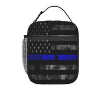 Lunch Bag Thin Blue Line Us American Flag Borsas Isotermica Isolierte Porta Pranzo Riutilizzabile Borsa Termica Per Viaggi Scuola Donna Uomo