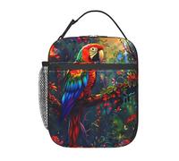 Lunch Bag Tropical Forests Colorful Parrots Borsa Frigo Riutilizzabile Organizer Termico Prova Di Perdite Porta Pranzo Per Donna Uomo Spiaggia Picnic