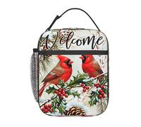Lunch Bag Winter Cardinal Birds Borsa Frigo Prova Di Perdite Organizer Termico Isolierte Borsas Isotermica Per Picnic Campeggio Spiaggia