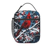 Lunch Bag Winter Cardinal Red Bird Organizer Termico Pranzos Borsa Frigo Prova Di Perdite Porta Pranzo Per Donna Uomo Spiaggia Viaggi