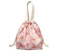 Lunch Bento Tote Pouch riutilizzabile piccola borsa per il pranzo con coulisse, adatta per ragazze, adulti, donne, lavoro, spiaggia, campeggio, picnic (rosa margherita)