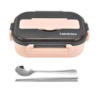 Lunch Box, 1000 Ml Acciaio Inossidabile 304 Sigillo di Sicurezza Portatile a Due Griglie con Buone Prestazioni per Impiegati, Bambini, Studenti delle Scuole(Rosa [Invia bacchette e cucchiai])