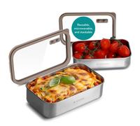 Lunch Box - 2 Contenitori Acciaio Inox Microonde - Porta Pranzo - Bento Box