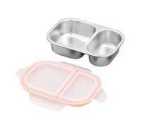 Lunch Box - 20.7x13.9x6cm Leak Proof Compartmented Stainless Steel Bin - 800ml Time-Saving Food Storage Containers, Travel-Size For Home School Picnic Outdoor Family Work Travel Daily Camping