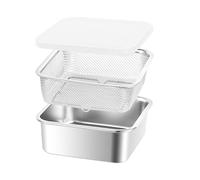 Lunch Box - 304 Stainless Steel 1500ml Stackable Airtight Meal Prep Container With Strainer, Food Storage Bowl With Lid | Leakproof Kitchen Organizer For Salad Fruit Vegetable Camping School Use