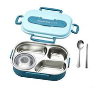 Lunch Box 4 Vani Anti Perdita Per Ufficio per viaggio Lunch Box(blue) | 4 scomparti separati, chiusura ermetica, acciaio , per ideale per meal prep, ufficio e scuola